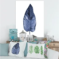 Designart - Blue Leaf Watercolour On White