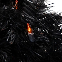 24'' Pre-Lit Black Noble Spruce Artificial Halloween Wreath