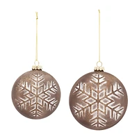4 Pack Whitewashed Brown Ball Glass Ornaments