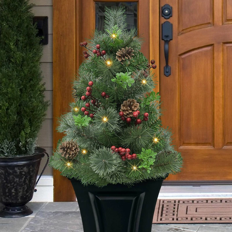 30" Pre-Lit Urn Filler with Battery-Operated Timer, 2ct.