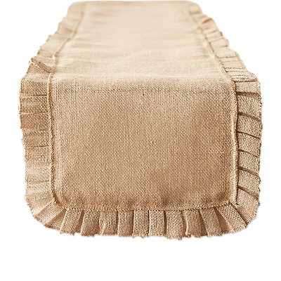 DII® Natural Ruffle Trim Jute Table Runner, 14x108 inch