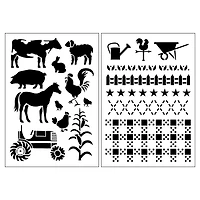 Farmhouse Icon & Border Plastic Stencils, 7" x 10" by Craft Smart®