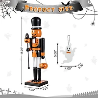 Glitzhome® 18.5"H Halloween Wooden Pumpkin Nutcracker with Ghost Ornament