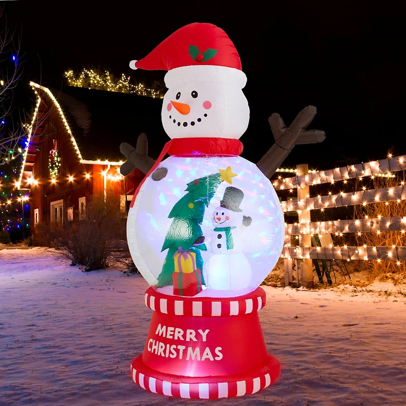 Glitzhome® 8FT Lighted Inflatable Snowman Globe Scene Decor