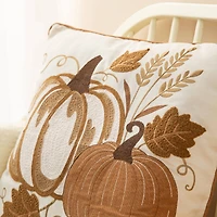 Glitzhome® Cotton Embroidered Pumpkin Pillow Cover