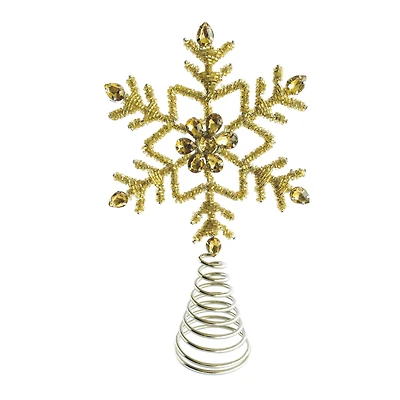 Hello Honey® 9.5" Gold Finish Metal & Glass Beaded Snowflake Tree Topper