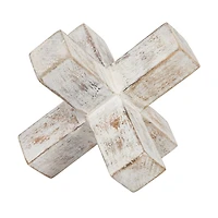 Hello Honey® 6" Whitewashed Mango Wood Jack Cross Decoration