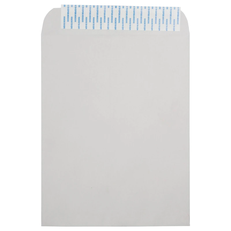 JAM Paper 12" x 15" Light Gray Kraft Open End Recycled Envelopes with Peel & Seal Closure