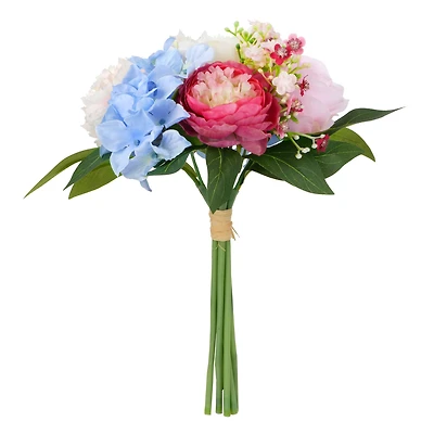 11" Blue & Pink Rose & Peony Bouquet by Ashland®