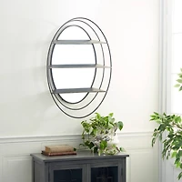 Silver Metal Modern Wall Mirror, 36" x 25" x 6"
