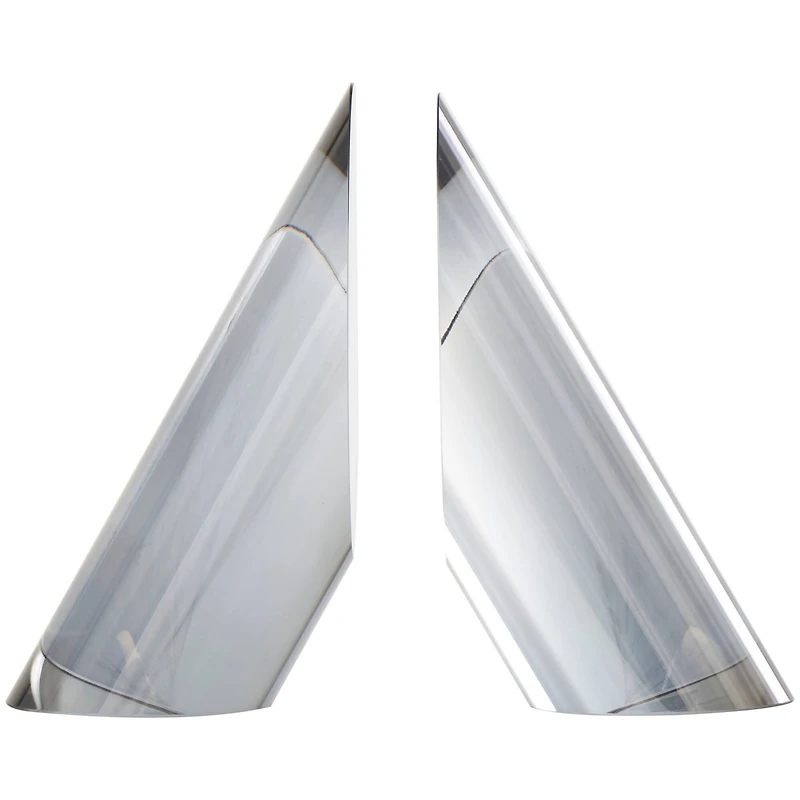 7" Silver Crystal Geometric Pyramid Shaped Bookends Set