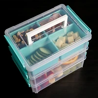 John Bead 10" Joy Filled Clear & Turquoise Stackable Storage With Handle