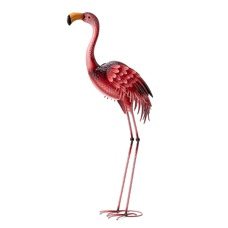 Glitzhome® 38.5" Metal Standing Flamingo Garden Statue with Stakes