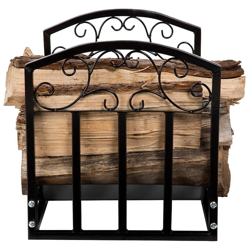 Hastings Home Black Indoor Firewood Holder Storage Rack