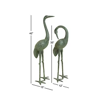 Green Aluminum Coastal Garden Bird Sculpture Set