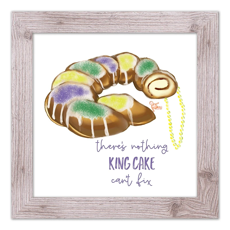 Nothing King Cake Can't Fix Western White Framed Print