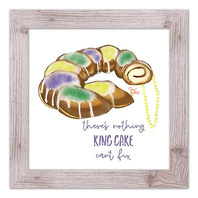 Nothing King Cake Can't Fix Western White Framed Print