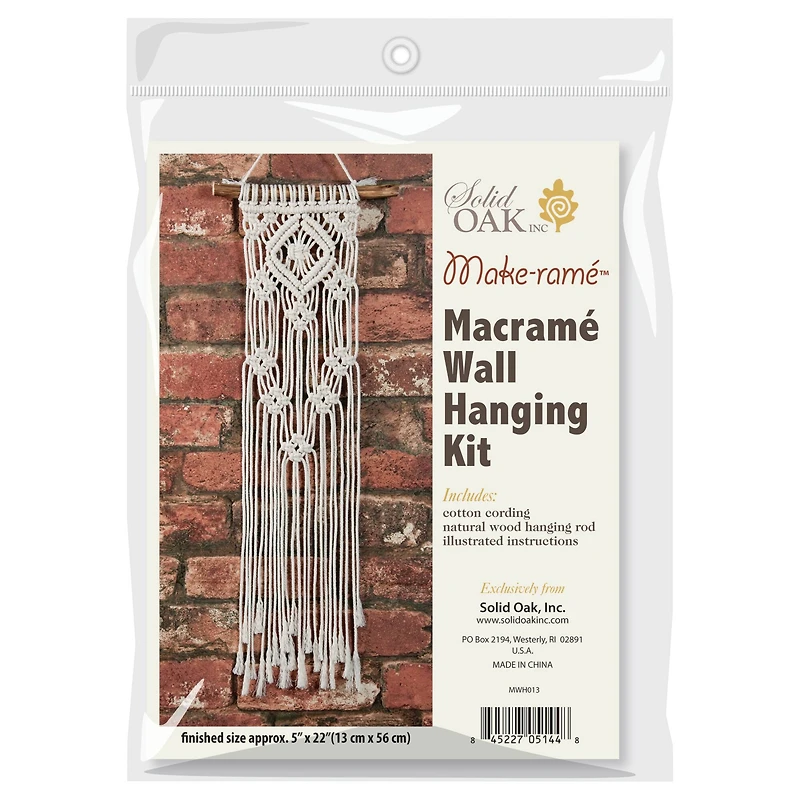 Solid Oak Make-Rame™ Lacy Diamonds Macramé Mini Wall Hanging Kit