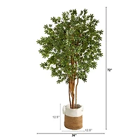 6ft. Japanese Maple Artificial Tree in Handmade Natural Jute and Cotton Planter