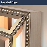 Silver Champagne Beaded Frame Accent Beveled Wall Mirror - 30" x 42"