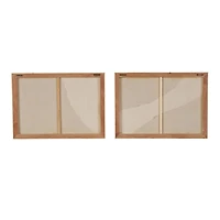 28" x 20" White Distressed Wood Abstract Wavy Wall Decor, Set of 2