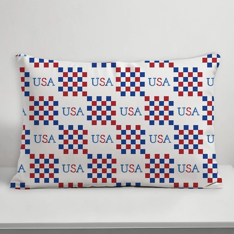 20" x 14" USA Check Pattern Indoor Outdoor Pillow