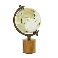15" Gold Wood Globe