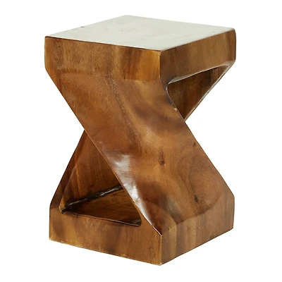 18'' Brown Saur Wood Contemporary Accent Table