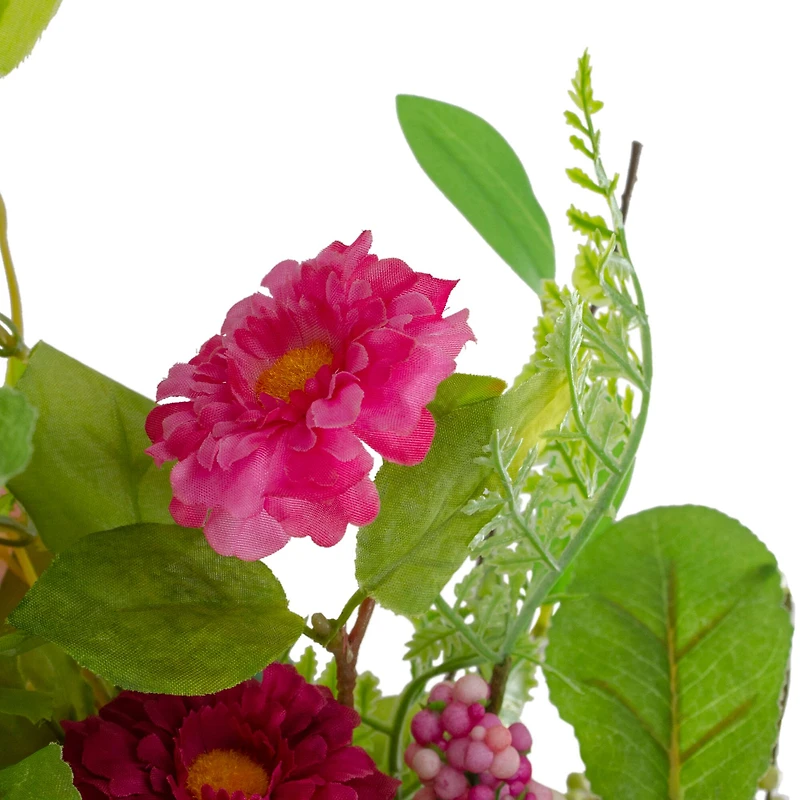 23" Pink Chrysanthemum & Hydrangea Floral Spring Wreath