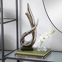 17" Silver Ceramic Abstract Loop Sculpture
