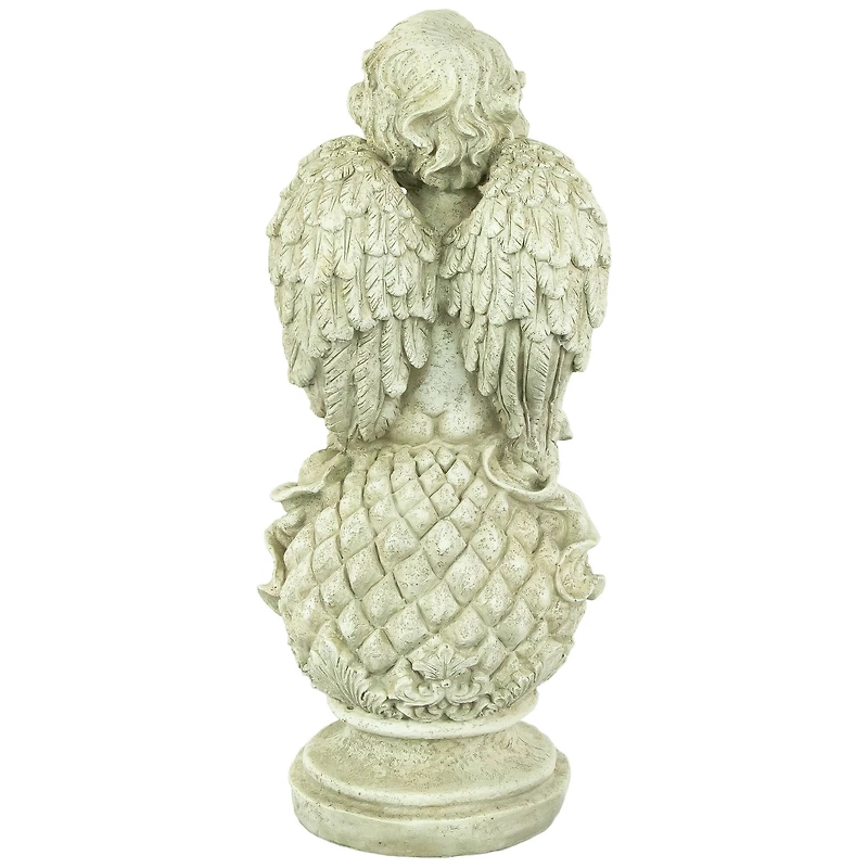 18" Cherub Angel Sitting on Finial Outdoor Garden Statue