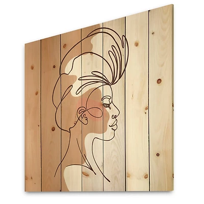 Designart - One Line Portrait of African American Woman II