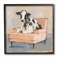 Stupell Industries Sweet Baby Calf on a Pink Couch Wall Art in Black Frame