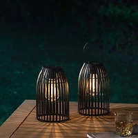 Glitzhome® 9.75" Metal Woven Solar Powered Hanging Lantern