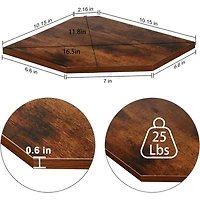 Burnt Brown Wall Mounted Wood Floating Corner Shelf Set