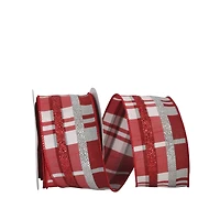 JAM Paper 2.5" x 10yd. Dupioni Wired Edge Grand Plaid Ribbon