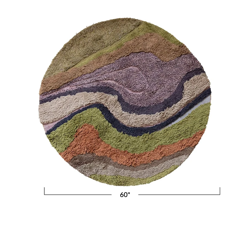 Hello Honey® 5ft. Abstract Round Wool & Cotton Tufted Rug