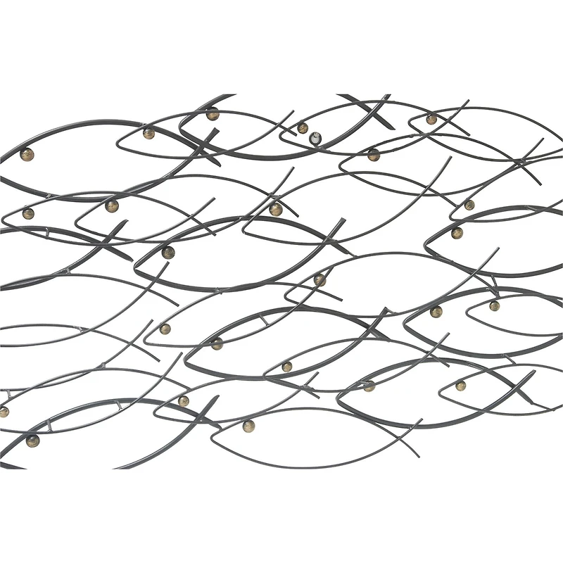 39" Dark Gray Metal Coastal Fish Wall Décor