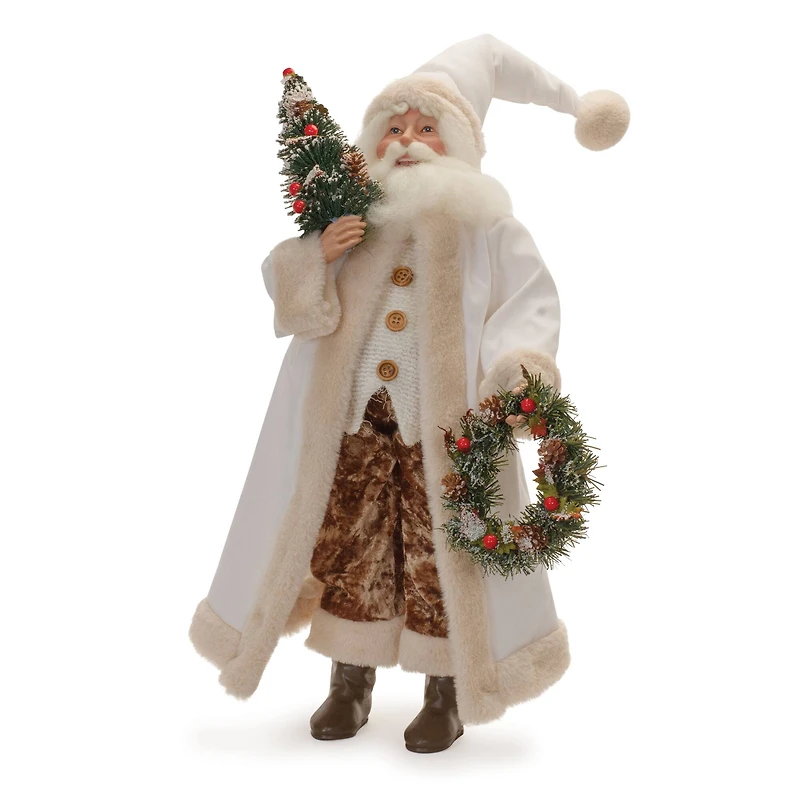 Beige Santa with Wreath and Tree 