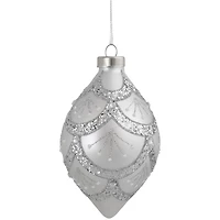 5" Glittered Silver Glass Finial Christmas Ornament