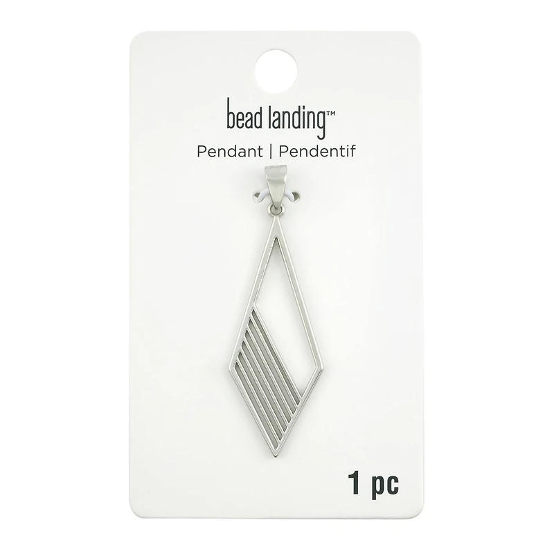 Rhodium Rhombus with Lines Pendant by Bead Landing™
