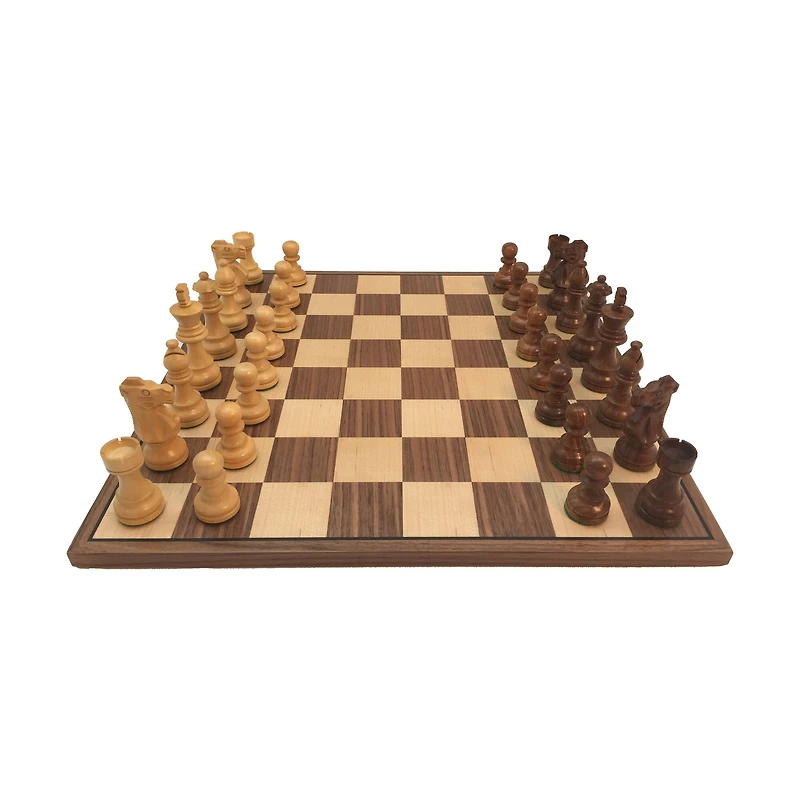 3.5" Sheesham French Chess Set with Walnut Board