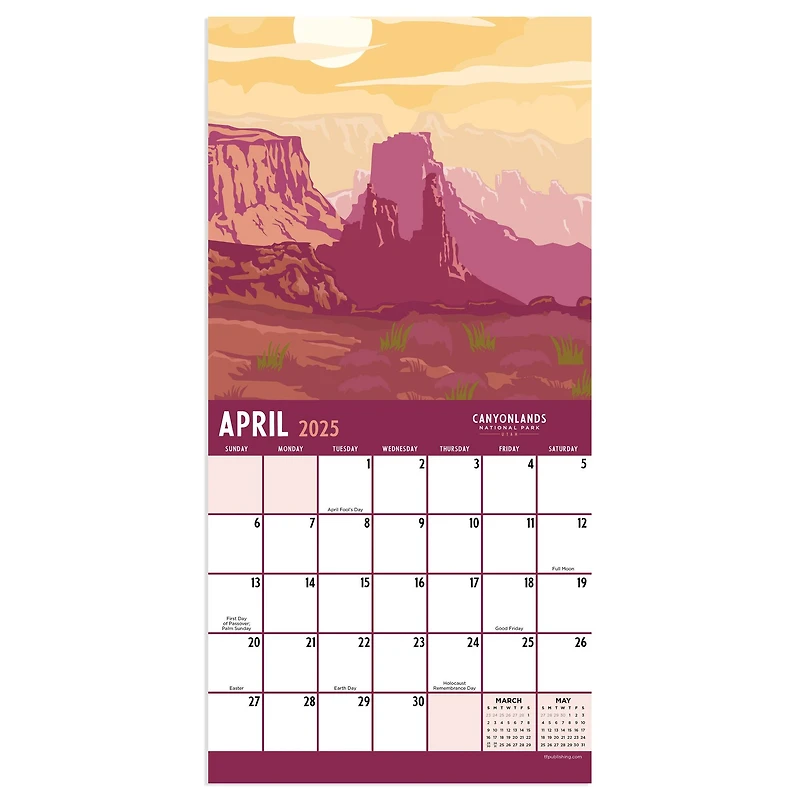 TF Publishing 2025 National Parks Art Mini Calendar