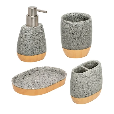 Honey Can Do Gray Speckled Bath Accessory Set