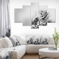 Designart - Black and White Rose in Spring. - Large Floral Canvas Art Print