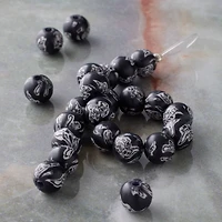 Black & White Stripe Clay Round Beads, 7.5mm by Bead Landing™