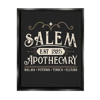Stupell Industries Salem Apothecary Vintage Sign Framed Floater Canvas Wall Art
