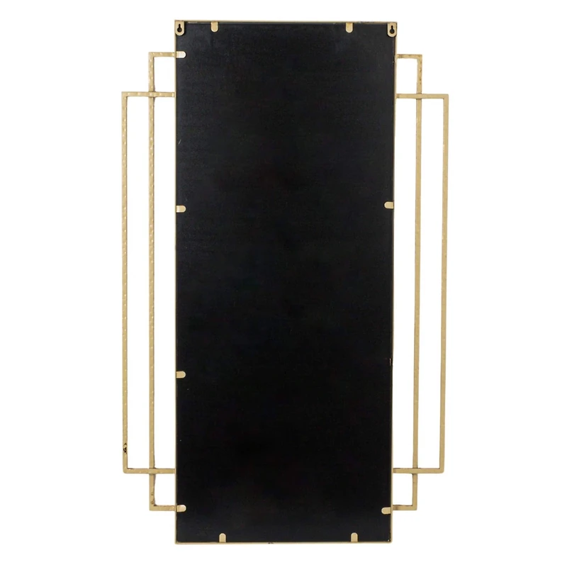 Hello Honey® 34.5" Gold Metal Wall Mirror with Reclaimed Wood Border