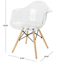 31" Clear Acrylic Mid Century Modern Eiffel Style Accent Chair with Wood Legs