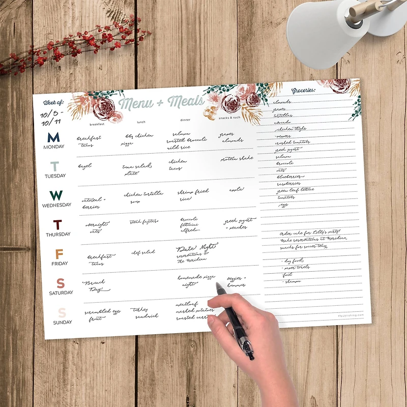 TF Publishing Floral Weekly Meal Planning Pad